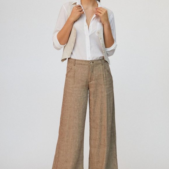 Anthropologie Pants - Anthropologie Wide-Leg Trousers in Tan